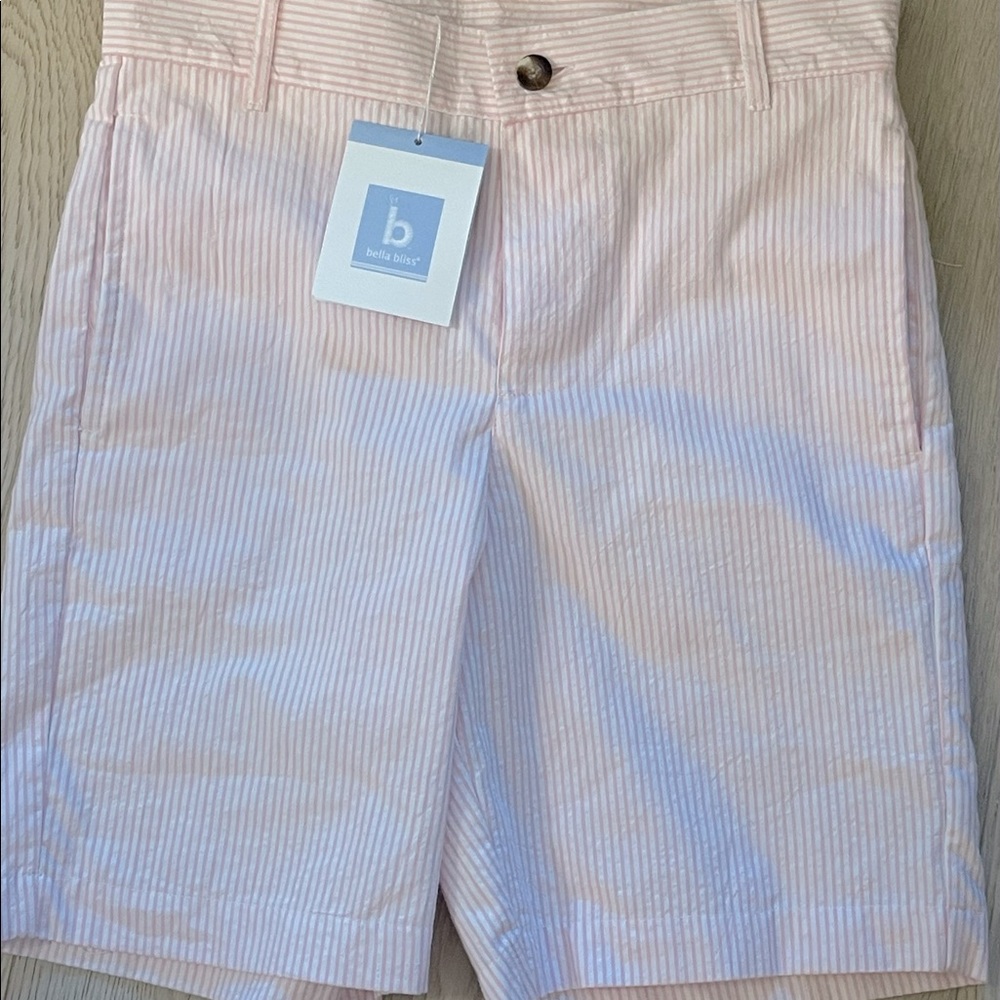 Bella Bliss Boy pink seersucker shorts